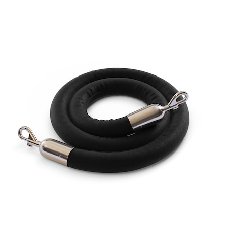 Naugahyde Rope Black With Pol.Steel Snap Ends 6ft.Cotton Core